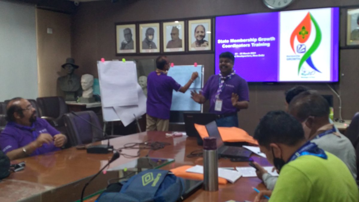 bsgnhq's tweet photo. Session on Membership Growth Campaign and Growth Possible Strategies taken by Deputy International Commissioner of Scouts Shri Madhusudan Alava during State Membership Growth Coordinators Training. #bsgindia #MembershipDrive  #growth @KirenRijiju @YASMinistry @ScoutinginAPR https://t.co/qAXprY2rBI