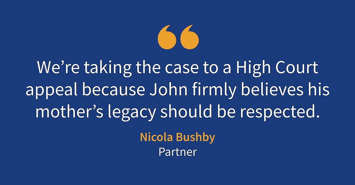 John Clitheroe's mother took great care to ensure her Wills were valid, but both of them were overturned. As the High Court appeal enters a second day, his lawyer <a href="/nicmariebushby/">Nicola Marie Bushby</a> says testamentary freedom is at the heart of the case: bit.ly/3lMyg1w #WillDisputes