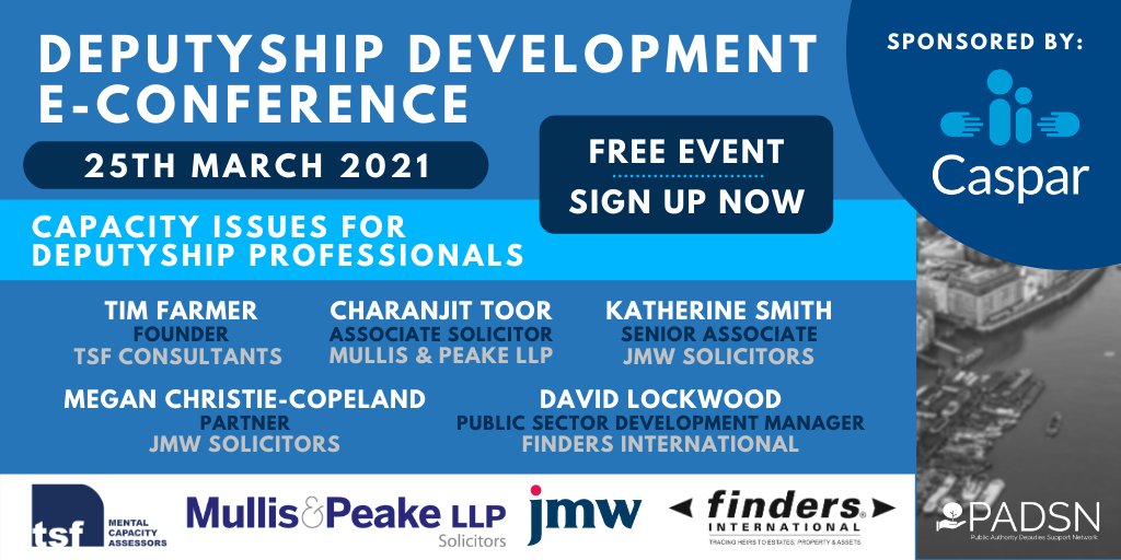 TrojanSoftware's tweet photo. Are you a professional deputy? Join us at the Deputyship Development Day with Finders International Probate Genealogists to hear more on capacity issues. It's free! https://t.co/xFqL9QrpLh
#depdevday #professionaldeputies #mentalcapacity #publicsectorevent #econference https://t.co/ZkCfjbAQuK