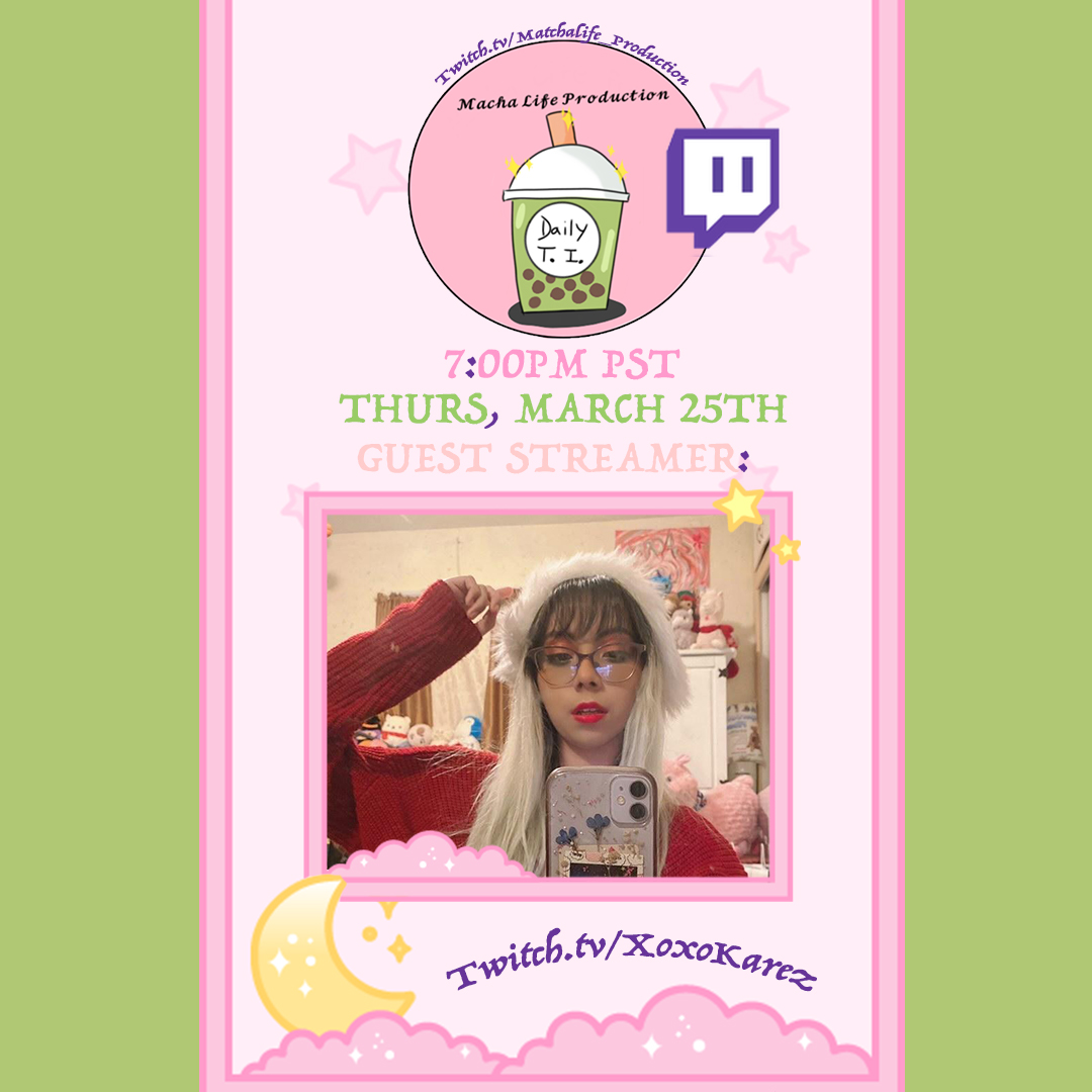 MatchalifeP's tweet photo. Can't wait to #interview the #fashionable  #streamer 
@xoxo_karez 

 (https://t.co/MahfqcIoma) #Thursday at 7PM PST!!! Please Come Watch the #DAILYTI on  (https://t.co/ak1XiFt4Kb) please come and say hello!!! 
Instagram: https://t.co/YmYPjjDt6G https://t.co/YYW39fPc69