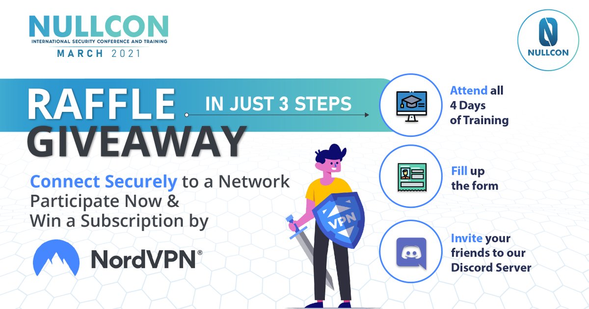 nullcon's tweet image. Here is how Batch-2 Nullcon Online Training Attendees, can browse securely with a Nord VPN subscription

▶️ Follow the rules of the contest &amp;amp; 🎉win the Nord VPN Raffle

#Nullcon2021 #Training #Infosec