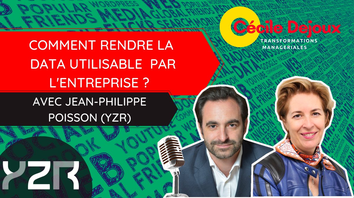 CecileDejoux's tweet photo. #RDV à 12h30 ce jeudi pour découvrir la #vidéo des Jeudi de la Transfo'.
Cette semaine, l'#interview de @poisson_jp co-founder et #managing director de @yzr_data pour se demander "Comment rendre la #data utilisable par l'#entreprise ?"
@MayPoperAgency 
#IA #numerique https://t.co/ebPXaCA6If