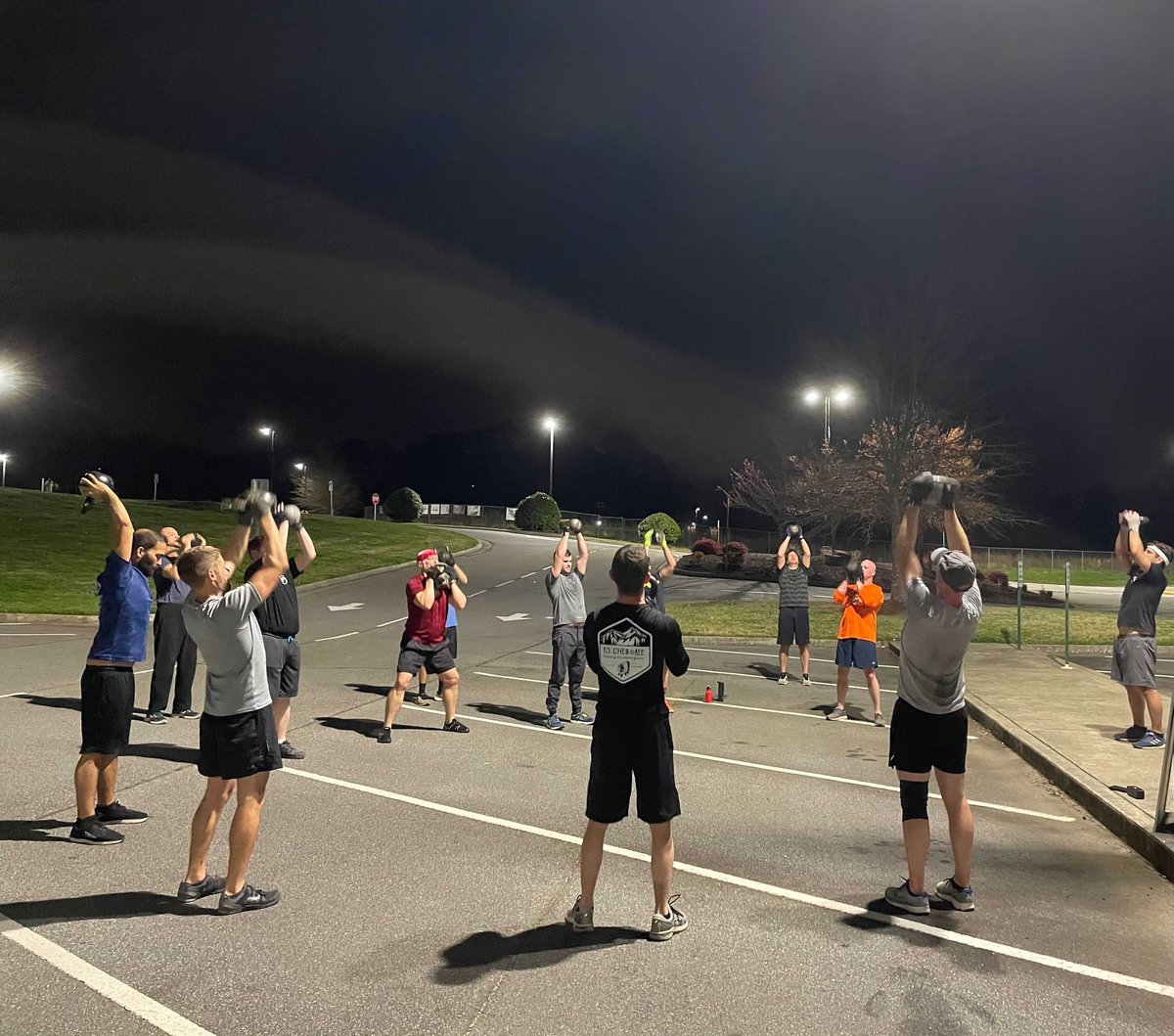 14 men beat the fartsack this morning at The Forge to throw some iron. <a href="/F3Nation/">F3</a> <a href="/F3Cherokee1/">F3 Cherokee</a> #kettlebell #meatpuppet