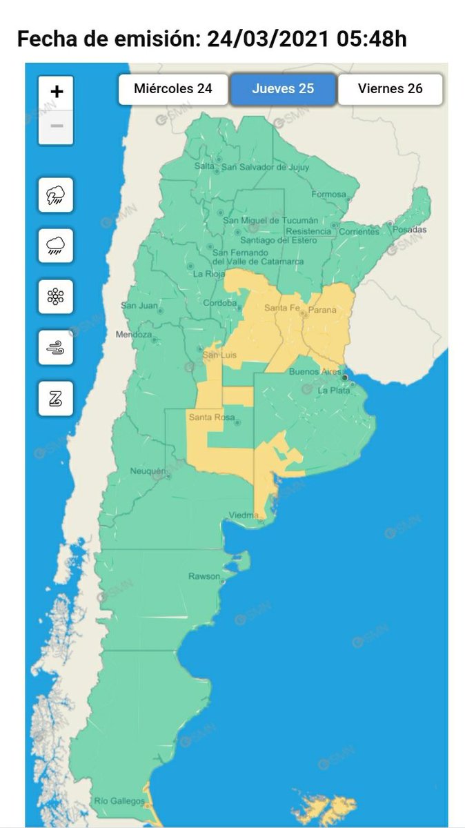MeteoNacho's tweet photo. El @SMN_Argentina tiene vigente un alerta para hoy por tormentas sobre el sur de la región pampeana y ya mañana laa tormentas fuertes afectarán el sur del litoral, Córdoba y extremo noreste de BsAs.
Las seguimos atentos! 🧐⛈‼
Si hay alerta #EstateAlerta https://t.co/TIbmenfcx9