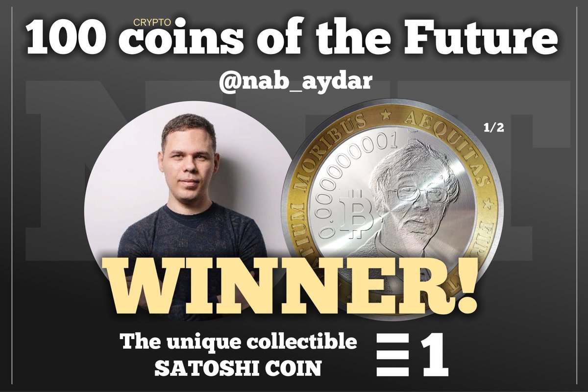 dimraven's tweet photo. #NFT #FUTURECOINS GIVEAWAY ENDED! 

A legendary LEGENDARY Future Coins Satoshi Nakamoto (1\2) worth (so far) 1ETH goes to a subscriber who has followed the rules of the competition - @nab_aydar !!!! 

TNX for all! Congratulations for WINNER! 
#nftcollector #zlo https://t.co/qGA5Js0DmH