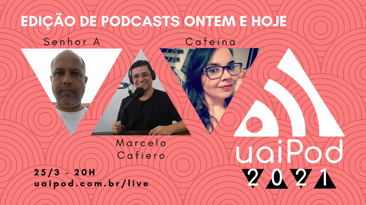 Bom dia! É amanhã! Live do #uaipod2021 com <a href="/bebendo/">a Cafeína⛾</a> <a href="/Senhor_A_/">Sr.A -  Podcast Editor</a> e @marcelocafiero discutindo a edição de podcasts ! Assine nosso canal no Youtube, ative o 🔔 e saiba das novidades!