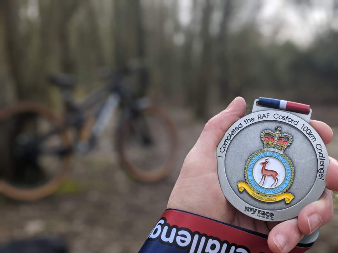 RAFCycling's tweet photo. Earlier this year, @RAF_SofPT at @RAF_Cosford challenged participants to kick start 2021 training and complete 100km in 30 days…

An Enduro team rider took on the challenge, raising money for our supporters. Collectively the team ran over 600 km's!

@RAFCentralFund @MyRaceRun https://t.co/hVeWCgRb2g