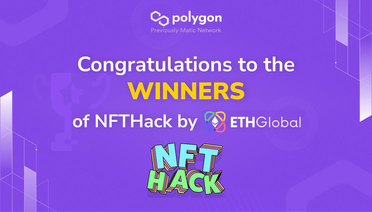 0xPolygon's tweet photo. 1/ 👩‍💻 We’re so proud to have supported the recently concluded NFT Hack by @ETHGlobal 🌈

178 projects, with so many cool NFT projects building on Polygon 😍

🥁Here are the Winners https://t.co/3zbkSmPoG3