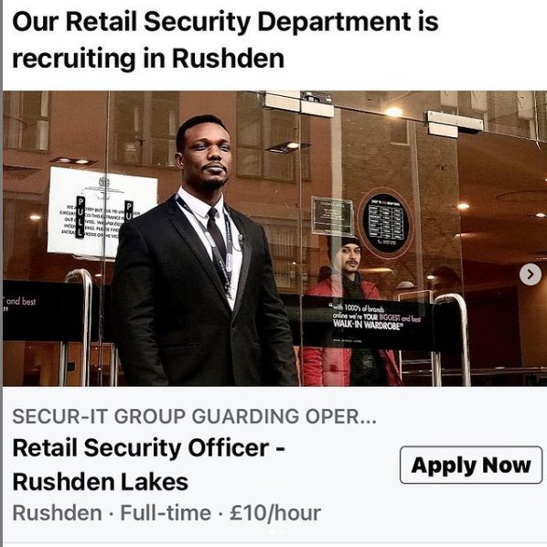 OperationsSecur's tweet photo. Our #Retail #Security Department is #Recruiting in #Rushden - https://t.co/u4PbnhUL8P 

#Hiring #jobs #guard #Rushdenlakes https://t.co/8OwSgIewcv