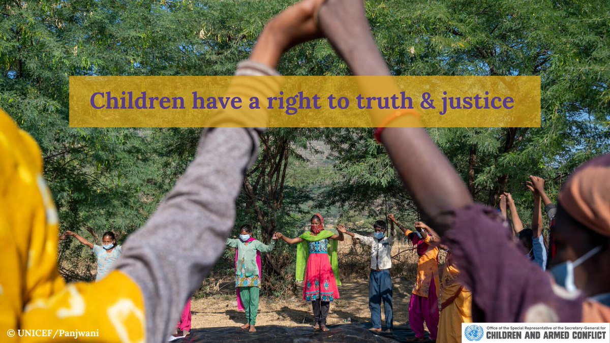 Today is the Int. Day for the Right to the Truth Concerning Gross Human Rights Violations and for the Dignity of Victims.
 
Children who have been victims of grave violations in situations of armed conflict also have a right to truth & justice.
 
#RightToTruthDay
#ACTtoProtect