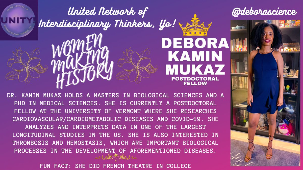 UNITY4BIPOC's tweet photo. Continuing our Women’s History Month Features: Dr. Debora Kamin Mukaz. Dr. Kamin Mukaz has also been publishing!
#unity4bipoc #womenhistorymonth #womeninscience #supportbipoc #supportblackwomen #womenempowerment https://t.co/ElKGFxDp3e