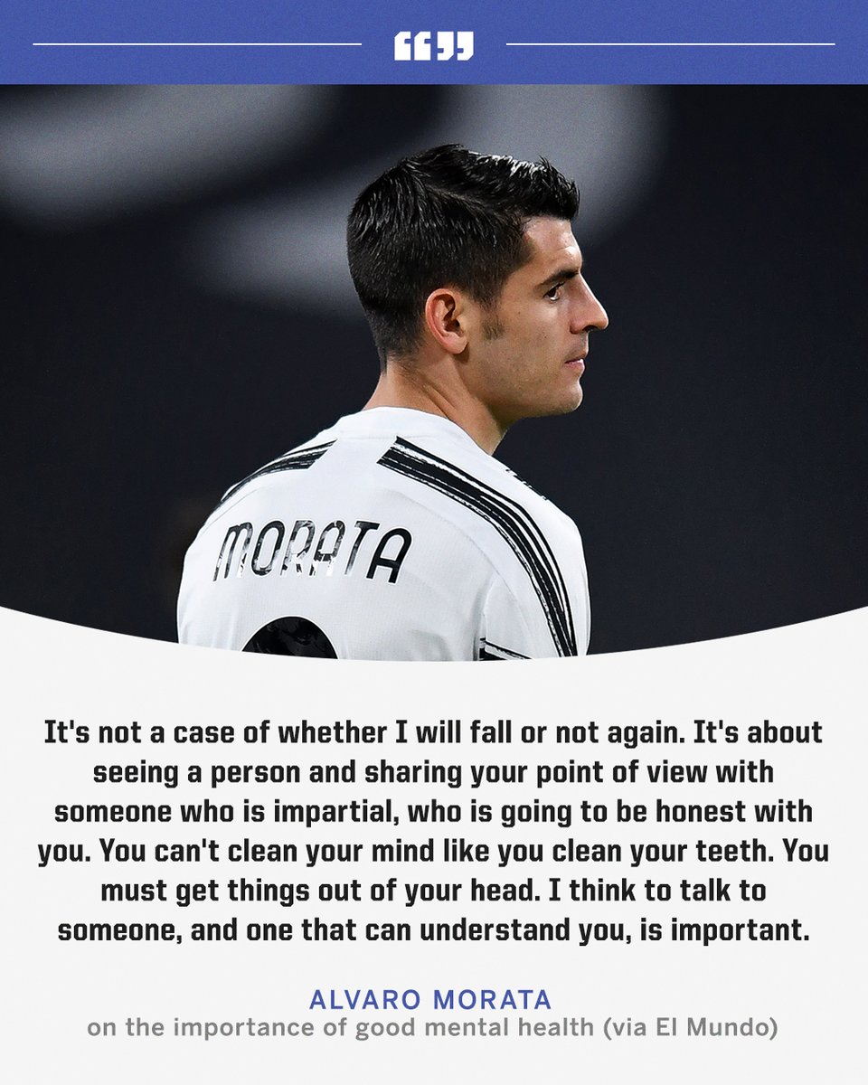 Alvaro Morata opened up on his mental health and encouraged everyone to take it more seriously.

This is such an important message.