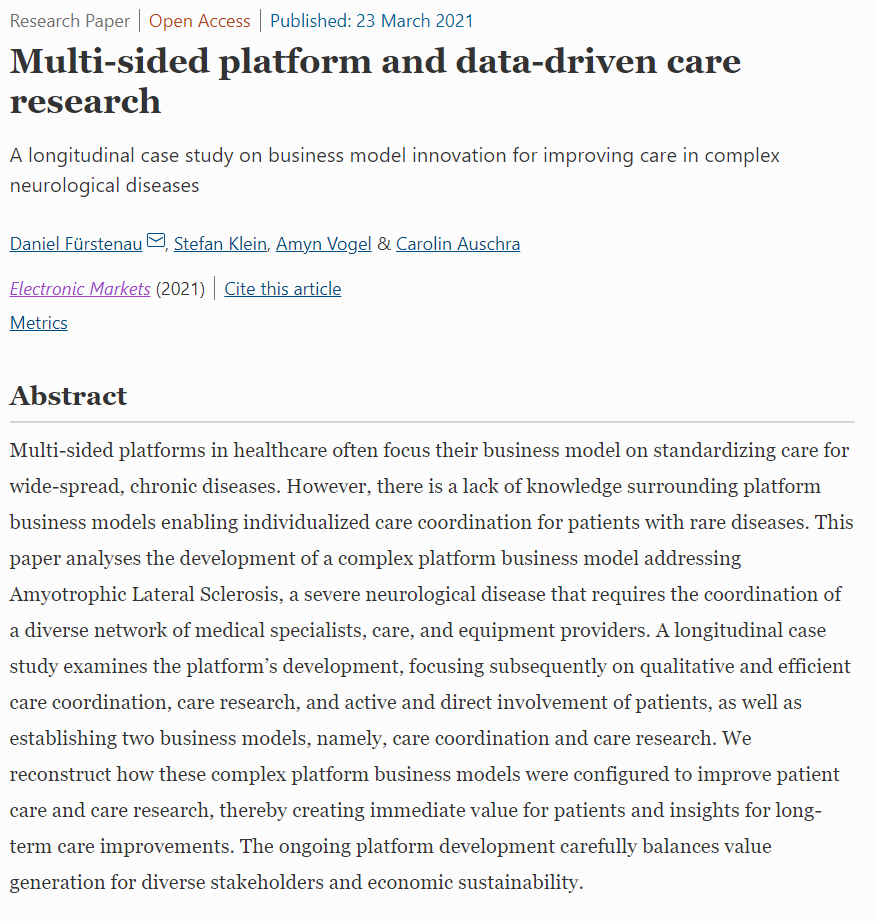 Journal_EM's tweet photo. We have published new research on #MultiSided #Platform and #DataDriven care research', by @DanielFurstenau, Stefan Klein, Amyn Vogel & Carolin Auschra @carolinauschra, @CBScph @FU_Berlin @ercisorg @WWU_Muenster https://t.co/NdPHf05trl https://t.co/qf1LQASnfi