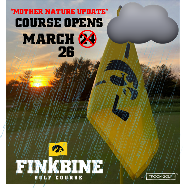 FinkbineGolf's tweet photo. **MOTHER NATURE UPDATE**
See you all on Friday, March 26.
#RainNow #SunshineSummer #Finkbine #FinkbineGolf https://t.co/ZKExPUndY0