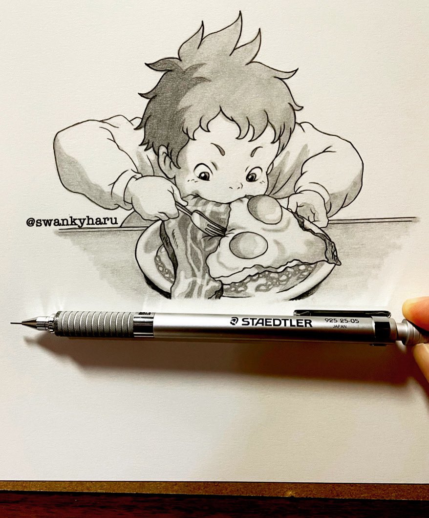 食べる を描く練習 描いていたらお腹が減りました さすがジブリ飯