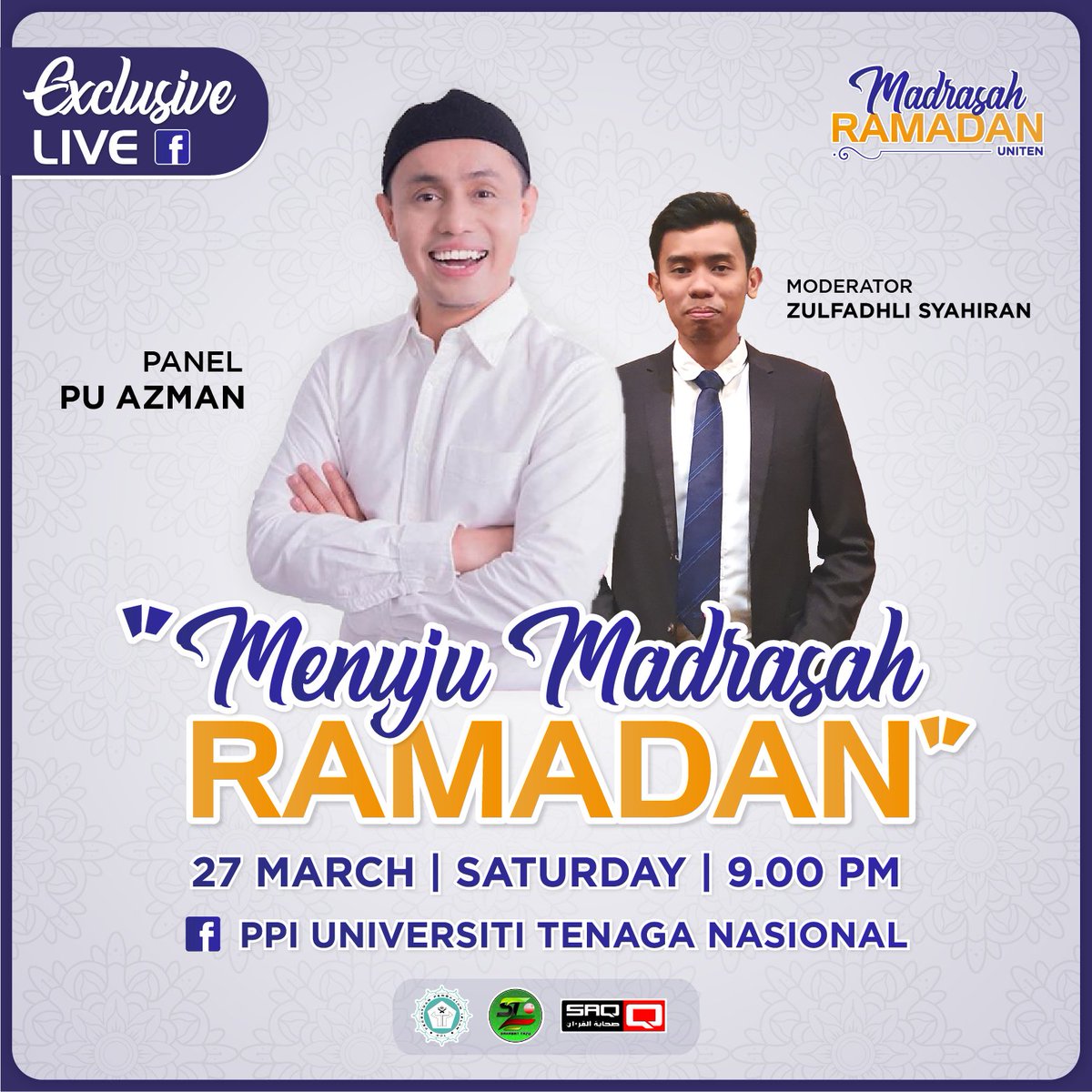 ppiuniten's tweet photo. 🎥  [Exclusive Live: Menuju Madrasah Ramadan]

Saksikan live pertama Madrasah Ramadan bersama pendakwah terkenal, PU Azman.

Penyertaan Percuma Dan Scorun Disediakan! ✨

#PPIUNITEN
#SAQUNITEN
#SahabatTAZU
#MadrasahRamadan2021
#KITAUNITEN https://t.co/3Gv5AySlcP