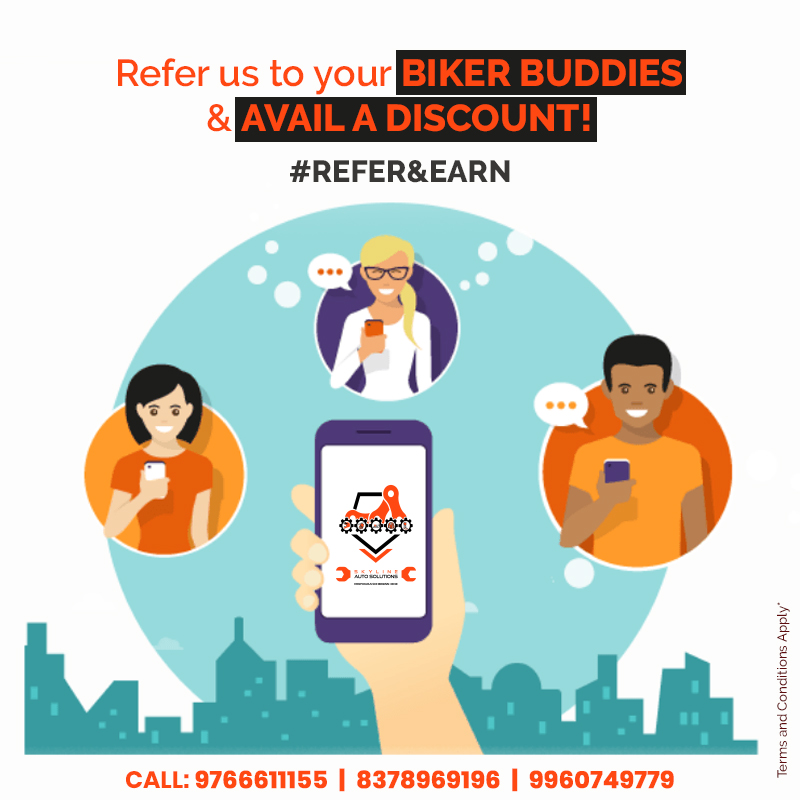 skylineautopune's tweet photo. To enjoy uninterrupted Bike Rides with your buddies, refer Skyline Auto Solutions to your Biker friends and avail a discount for your beast. 

For more details contact at 9766611155/8378969196

#SkylineAutoSolutions #bikerestoration #discount #bikeservice #pune #bikedetailing https://t.co/RqbUAk6nOb