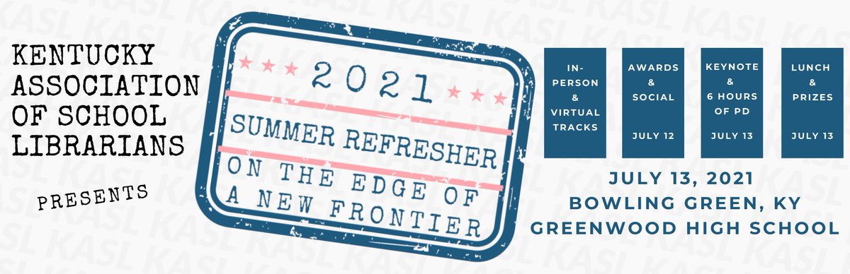 reneedhale's tweet photo. Have you heard . . . 
@KASL_Librarians Summer Refresher will have a Virtual &amp; In-Person track this year! You can attend the BEST PD for KY librarians how YOU feel most comfortable!

Have something cool to share with others? We're still accepting proposals! https://t.co/tPKH4rpHAS https://t.co/2X4QvHXms9