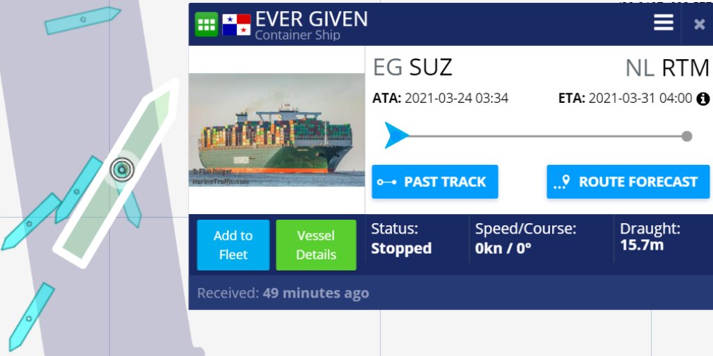 1/5 Zawsze podkreślamy, że manewry wielkimi jednostkami nie są łatwe, a na ich powodzenie wpływ ma wiele czynników. Jak informuje <a href="/RMF24pl/">Fakty RMF FM</a> kontenerowiec 🇵🇦MV EVER GIVEN wszedł na mieliznę w Kanale Sueskim➡️tinyurl.com/k8m2r6sz
🚢Kontenerowiec
📏399.94 x 59 m
🐳199692 t
🗓️2018