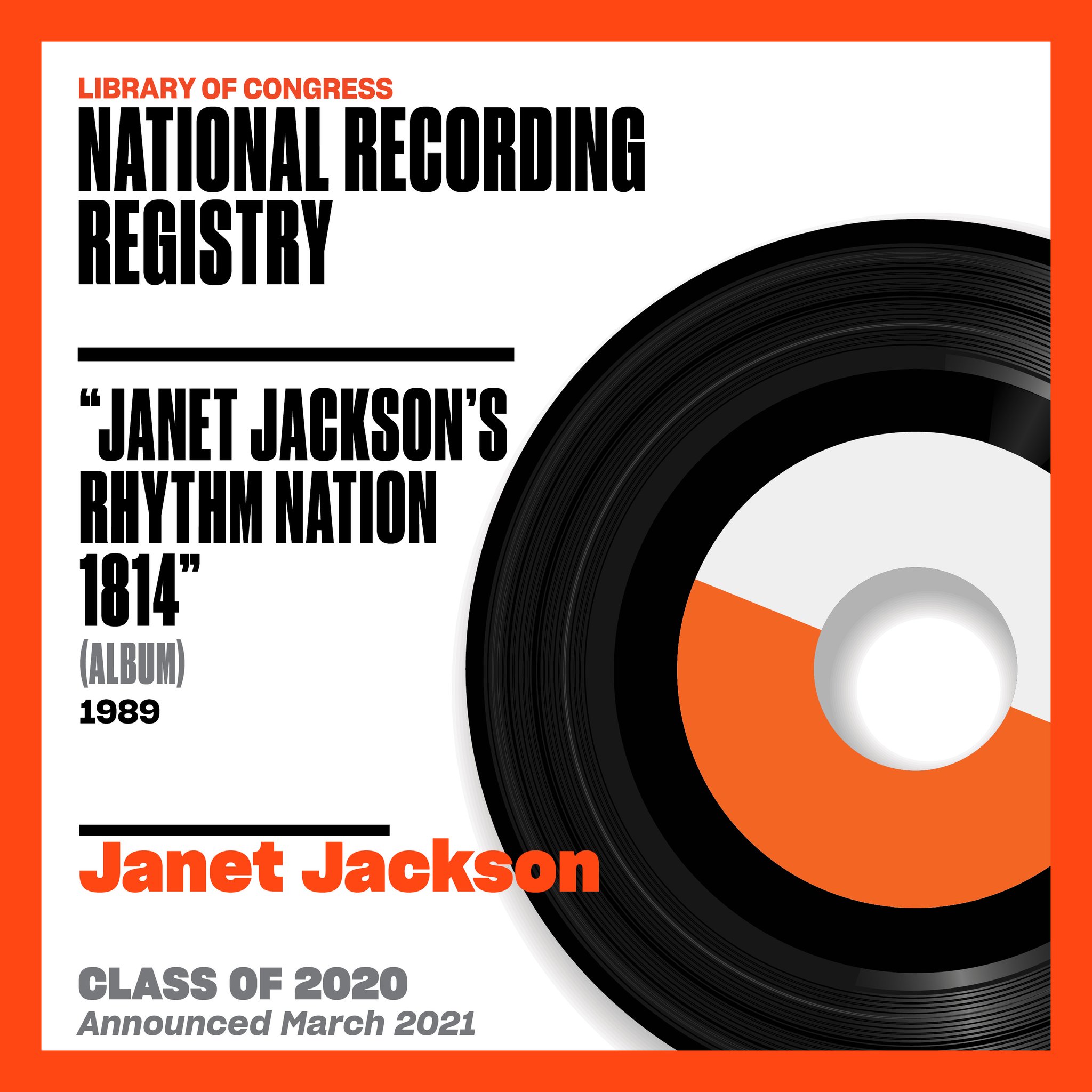 Library Of Congress Janet Jackson S 19 Album Janet Jackson S Rhythm Nation 1814 Was Added To The National Recording Registry Today As A Recording Of Cultural Historic Or Aesthetic Importance To The Nation S History Natrecregistry