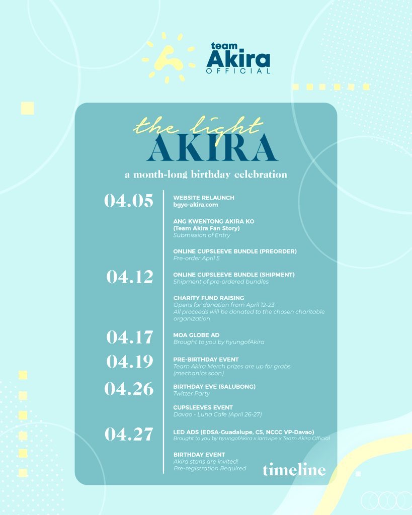 teamakiraofc_'s tweet photo. the light
AKIRA 
a month-long birthday celebration

Soon on April. 

#HAPPYAKIRADAY #AKIRA0427 https://t.co/3ezJ4EblAd