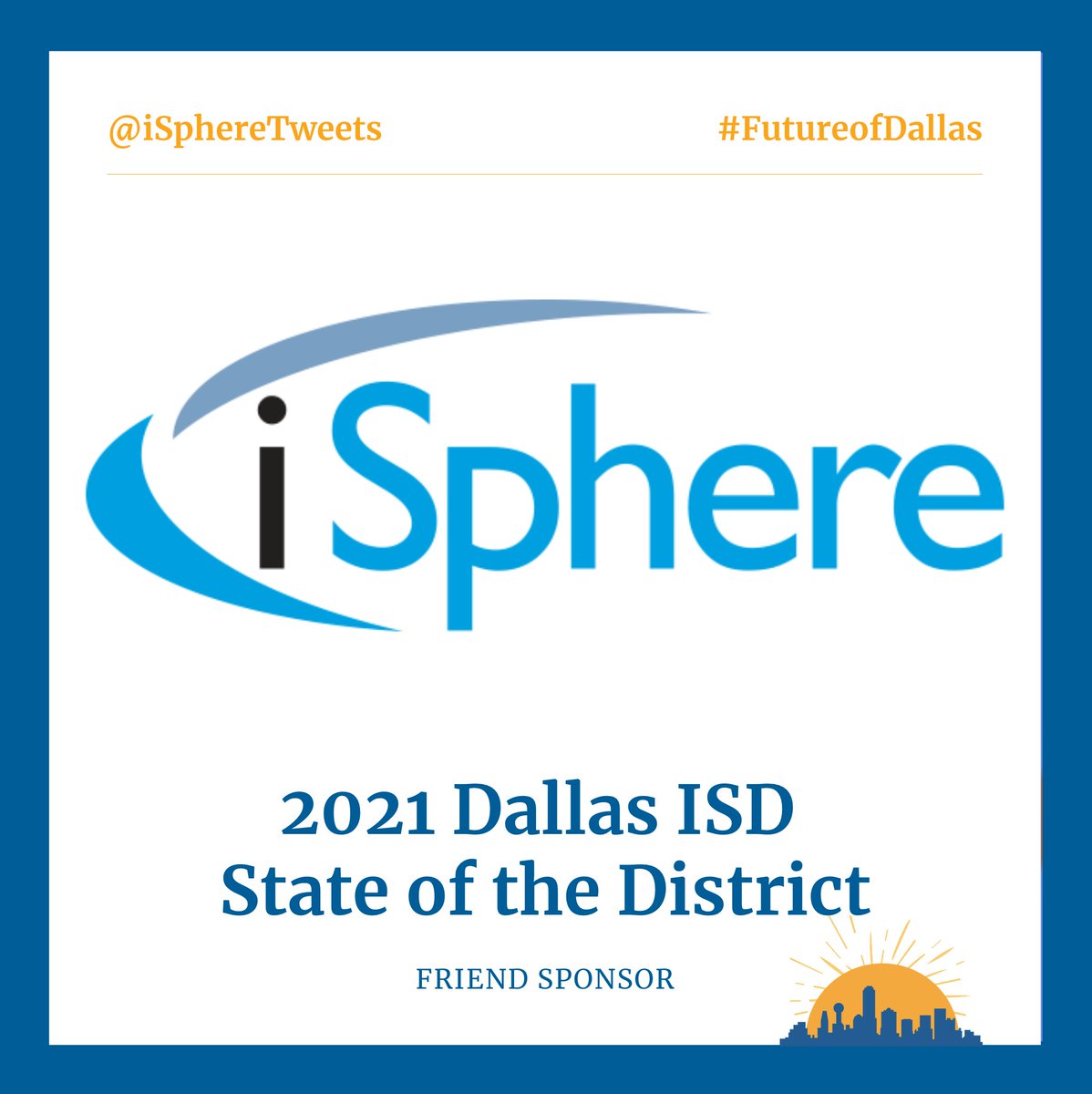 DallasEdFound's tweet photo. @iSphereTweets is here for us at @dallasschools providing staffing solutions and always lending a hand. Thank you, #iSphere, for your Friend Sponsorship of the 2021 #DallasISD State of the District. Together we power the future of Dallas
https://t.co/ADSDtiIyh0 https://t.co/nivxQ9i3Kd