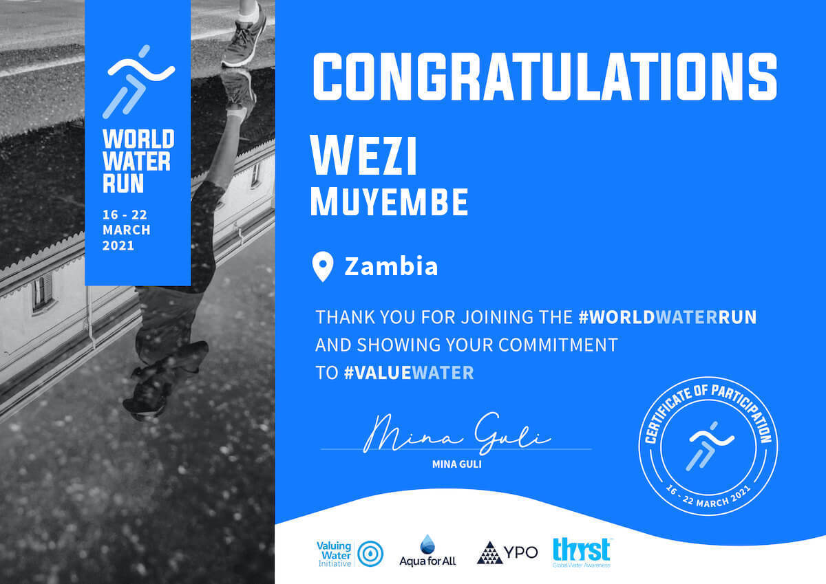 minaguli's tweet photo. @wezimuyembe thank you for joining the #worldwaterrun and sharing why it’s important to #valuewater! https://t.co/oxPaC03OAz