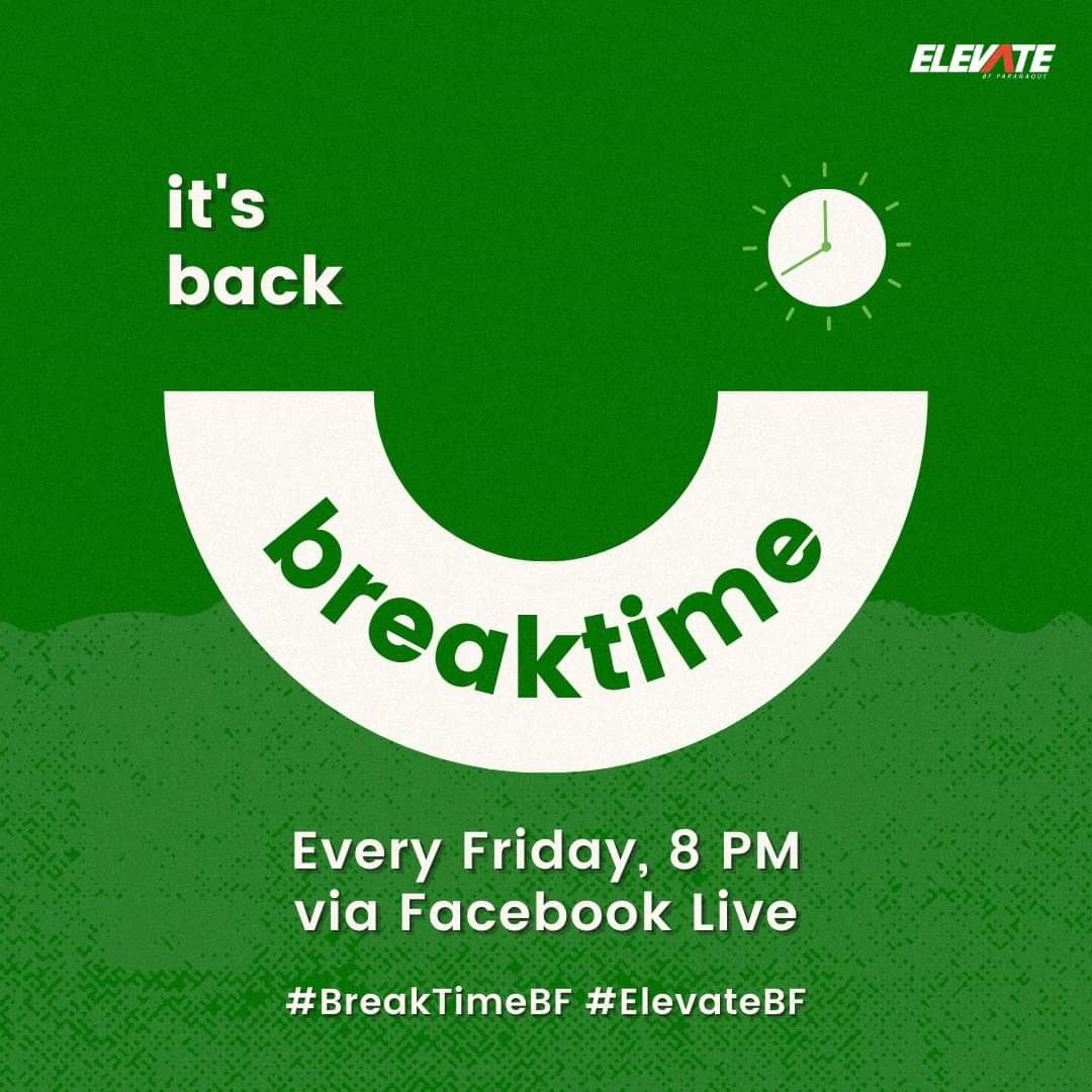 Elevate_BF's tweet photo. It's back! Breaktime is back!!!⏰ :D Join us every Friday starting March 26, 8 PM here at our Facebook page as we talk about life, trends and everything in between! So let’s keep those minds awake and take a break! =)

#BreakTimeBF #ElevateBF https://t.co/y8f1bd193L