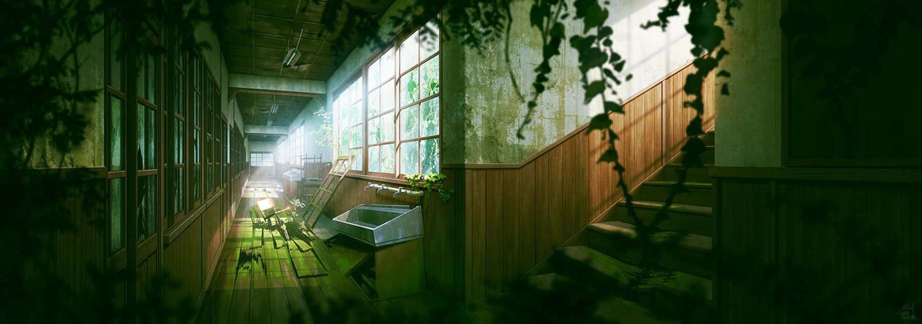 Mocha １日目東 A34a 廃墟イラスト 廊下は静かに Pixiv T Co Sxahqzavfa T Co Zlyfqdumoq Twitter