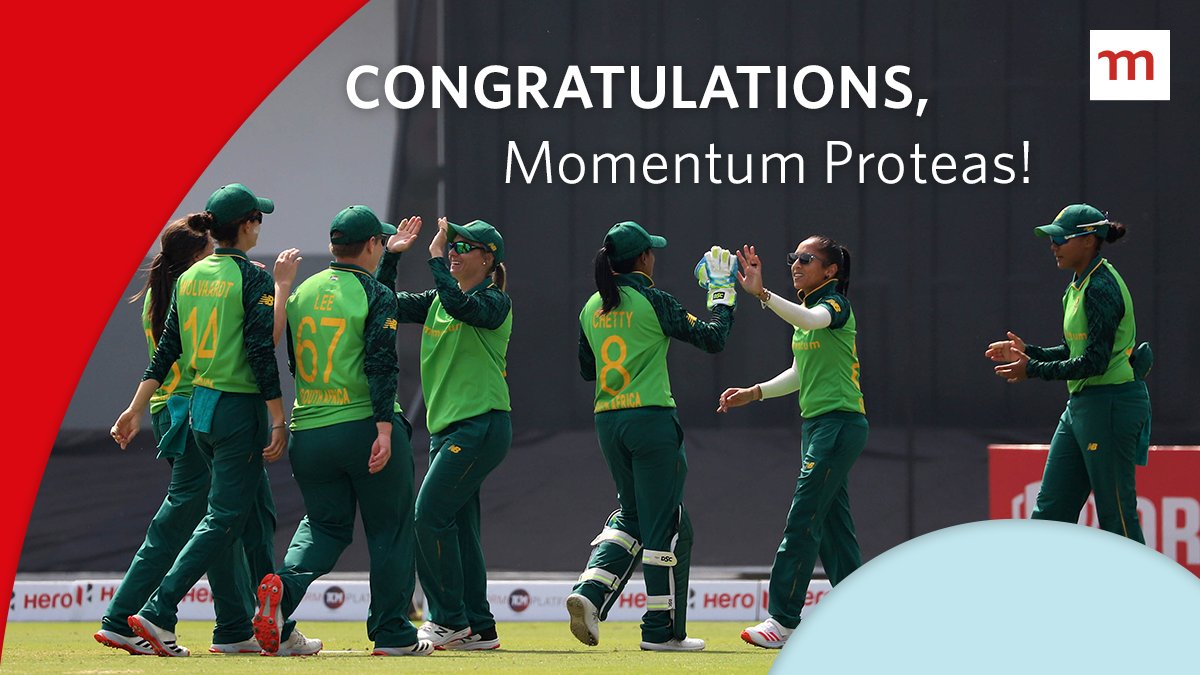 Momentum_za's tweet photo. Talk about an unstoppable force. Our nation’s pride is now number 2 in the world. We’re proud of the Momentum Proteas for climbing to their highest ODI ranking yet. They’ve shown us that a woman who doesn’t apologise for her success, keeps it in motion. #SheOwnsHerSuccess https://t.co/Foc5oWjbS5