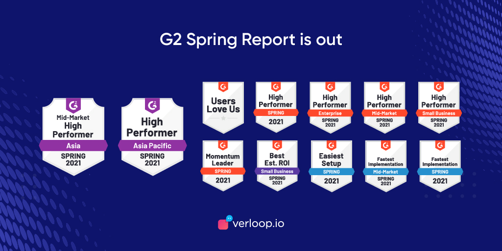 verloopio's tweet photo. With every win, we are inching closer to our mission of supporting businesses support their customers.
Thanking everyone who "supported" us, stood with us and helped us grow each day!
It's our collective win! 🥳
#G2SpringReport #LooperLife #CustomerSupport https://t.co/AIGjwHFgiw