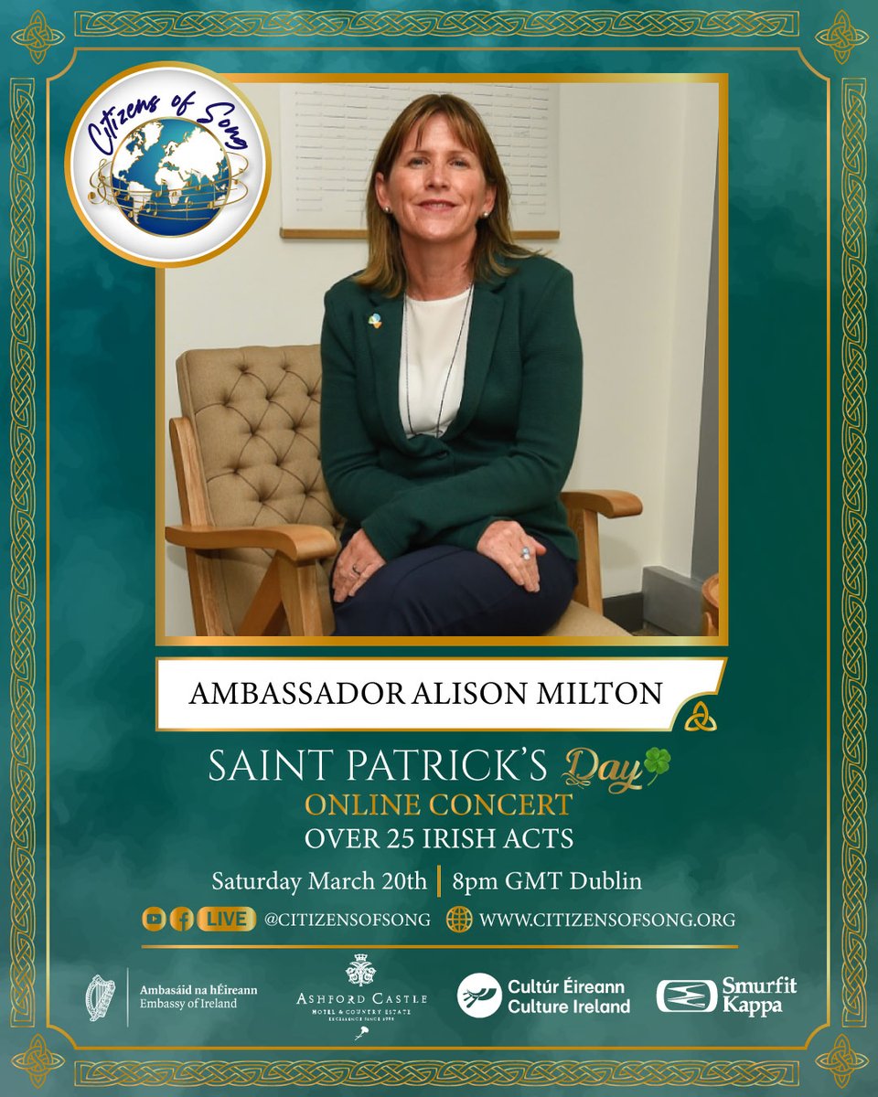 ☘️🇮🇪 Thousands of people tuned into our concert last weekend for St. Patrick's Day. Our heartfelt thanks to our colleagues at <a href="/IrelandColombia/">Embajada de Irlanda en Colombia</a> &amp; Ambassador Milton- <a href="/AlisonKinvara/">Alison Milton</a> for their support and sponsorship.☘️🇮🇪