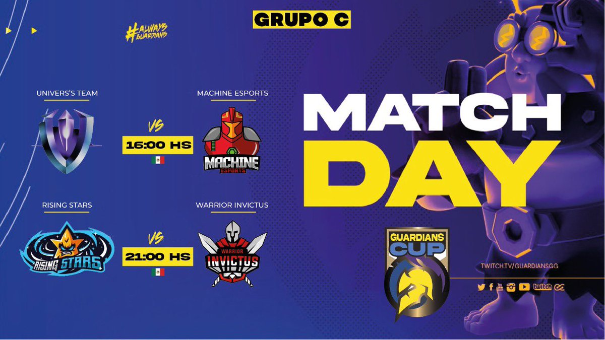 Mientras en el grupo C ayer hubo una feroz batalla entre el equipo de <a href="/ouis_titi/">Thibaut</a> y <a href="/Machine_sportEc/">Machine Esports</a>, en un rato sabrán el resultado.
Mientras que hoy miércoles 24 de Marzo a las 9:00pm 🇲🇽 se enfrentarán
<a href="/RisingStars_GG/">Rising Stars</a> vs @warriorinvictus 
¿Quien será el más fuerte?