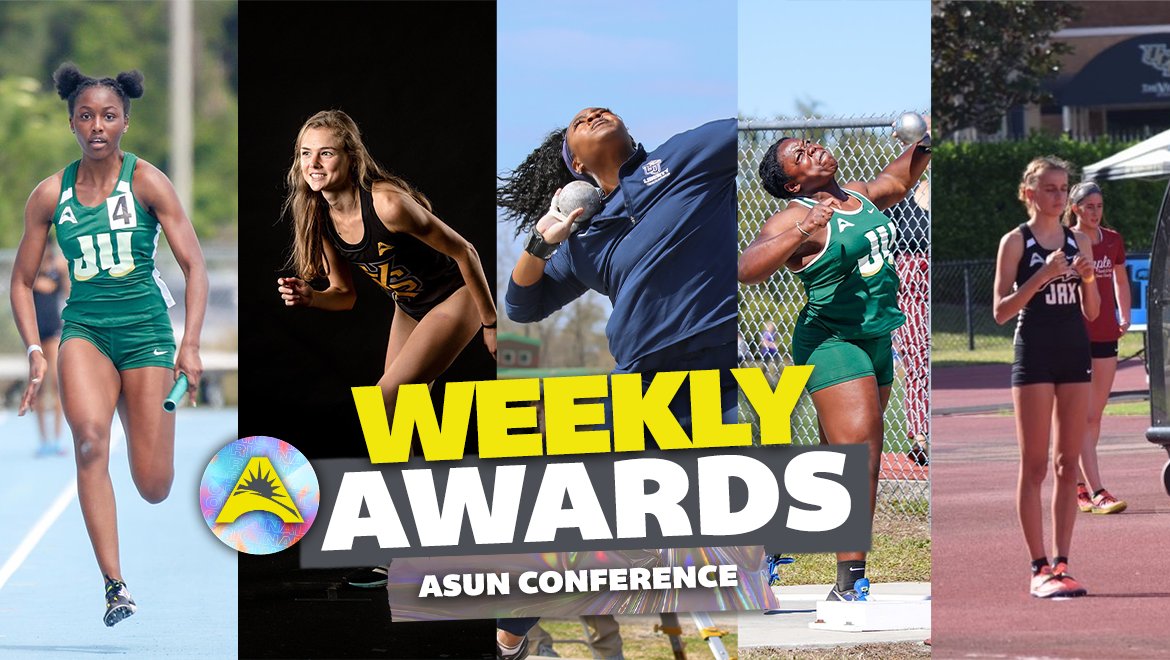 ASUNSports's tweet photo. Big week for #ASUNTF 😎🌞 Here are the Weekly Awards:

🔵 Timothy Doyle
🟣 Shane Streich
🔴 Jose Ballivian
🔴 John Hicks
📰: https://t.co/dgFuL0KKU7

🟢 Nicole Smith
🟡 Lindsay Billings
🔴 Chelsea Igberaese
🟢 Sade Meeks
🟢 Kristi Snyman
📰: https://t.co/JEIYqBLsYd

#ASUNBuilt https://t.co/ECQmoXfhAC