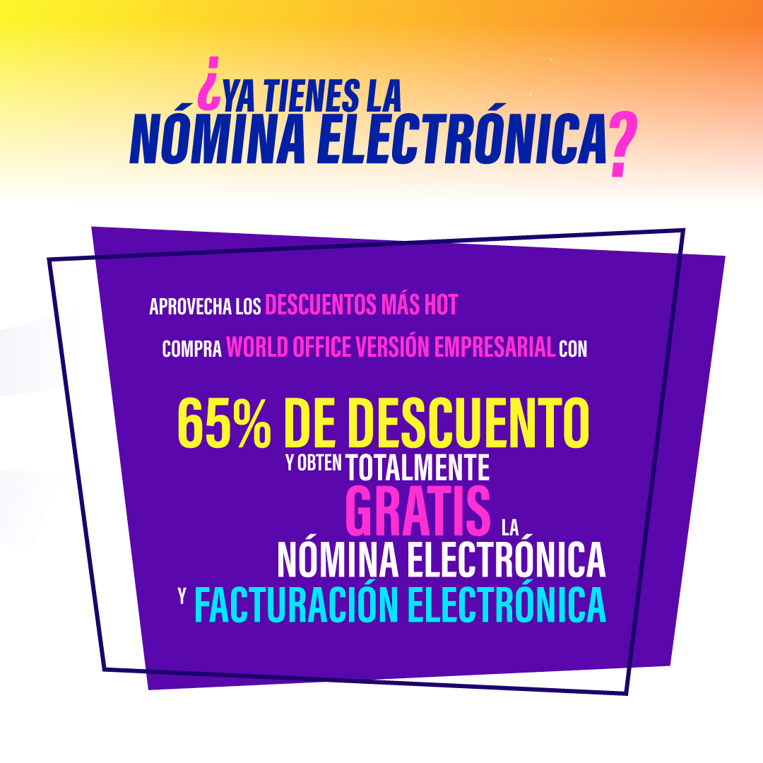 WorldOfficeCo's tweet photo. ¡Nómina Electrónica GRATIS en Hot Days!

Para mayor información dirígete a:
https://t.co/3fCFAN4YR9

*Aplican condiciones y restricciones

#hotdays🔥 #WorldOffice #promo #softwarecontable #promocionesWO #FacturaciónElectrónica #SoftwareEnLaNube #felizmiércoles  #nóminaelectrónica https://t.co/lfQFBrDMH4