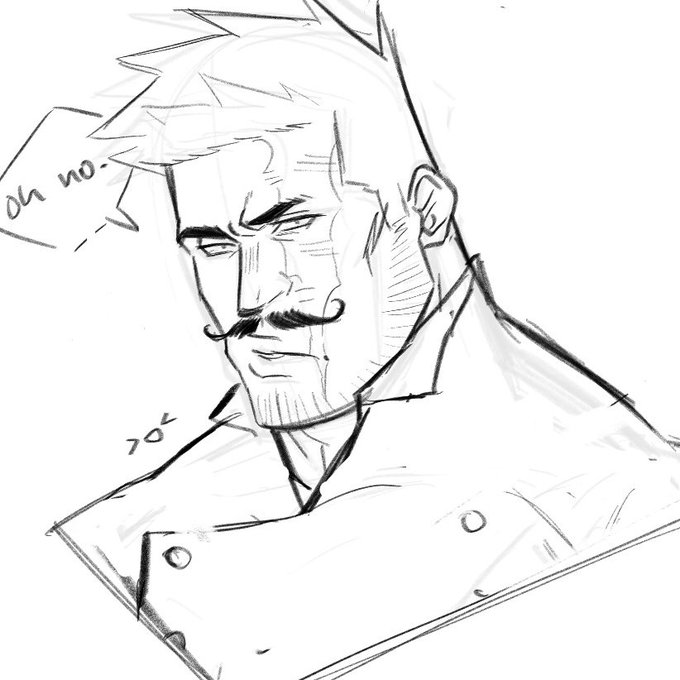 A friend and I were talking about an 1800s MHA AU (without quirks) Enji being some disgraced General... she then mentioned this moustache.? I *hate* it 
