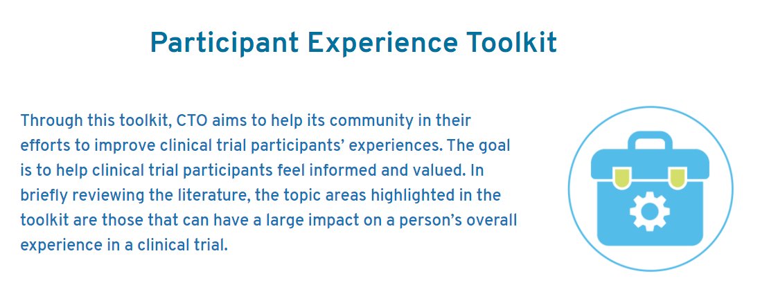 clinicaltrialON's tweet photo. Check out the newly launched Participant Experience Toolkit! Through this toolkit, CTO aims to help its community in their efforts to improve clinical trial participants’ experiences. #participantexperience https://t.co/HMd95r6z9f https://t.co/sOqS4KLiq1