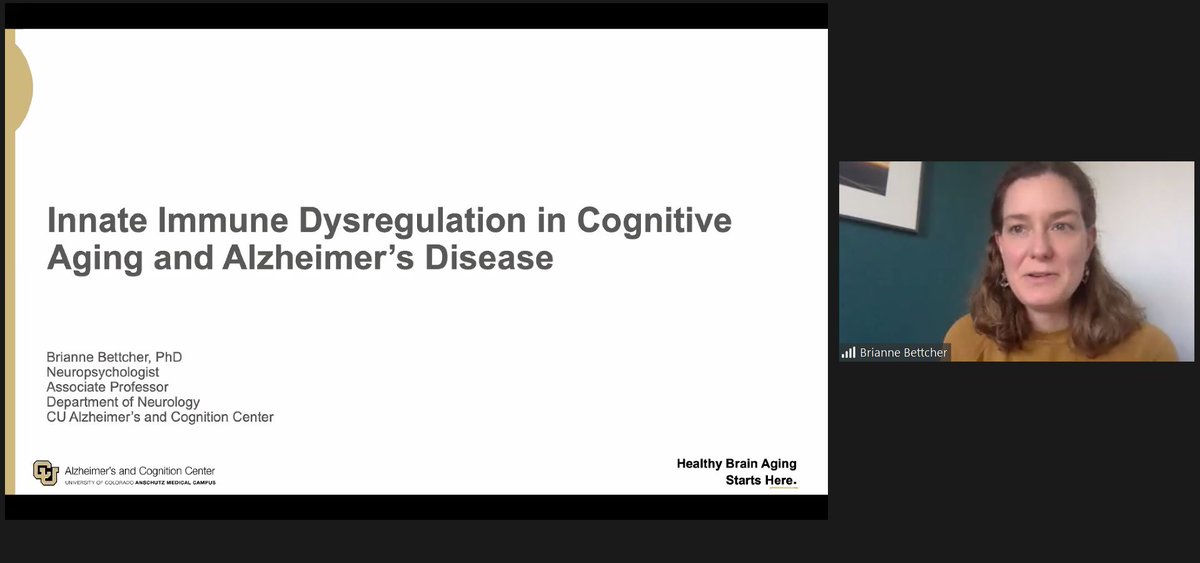 CUEndocrinology's tweet image. Endo Research Conference: Dr.  Brianne Bettcher @BettcherNeuro discussed #immune dysregulation in #Alzheimer's disease spectrum. Key points: life-long high inflammation may be risk factor. Differentiate pathology from symptoms. Alzheimer's should be thought of as systemic disease