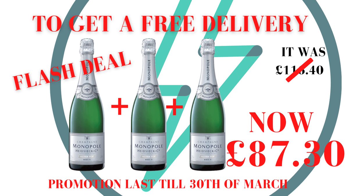 💥  FLASH DEAL ! 💥
#flash #deal #flashdeal #champagne #25off  #monopolesilvertop #monopole #heidsieckmonopole #spiritedwines #promo spiritedwines.co.uk