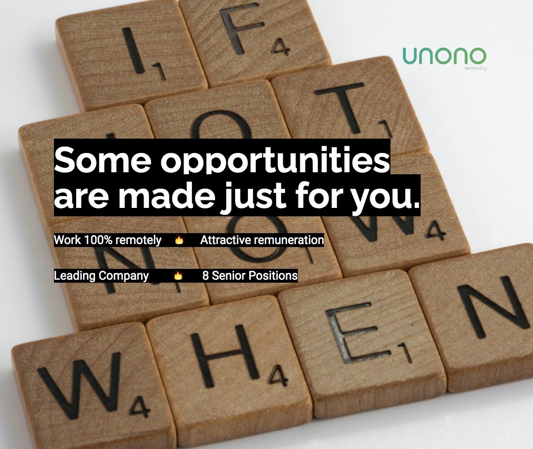 Work from anywhere!! 🌍 🌎 🌏 8 job opportunities 100% remote for Senior Profiles. See more at unono.net/remote-opportu…
#vacancies #joboffer #marketing #developers #senior #empleo #vacantes #remoto #athome #engineer #technical #fintech #fintechstartup