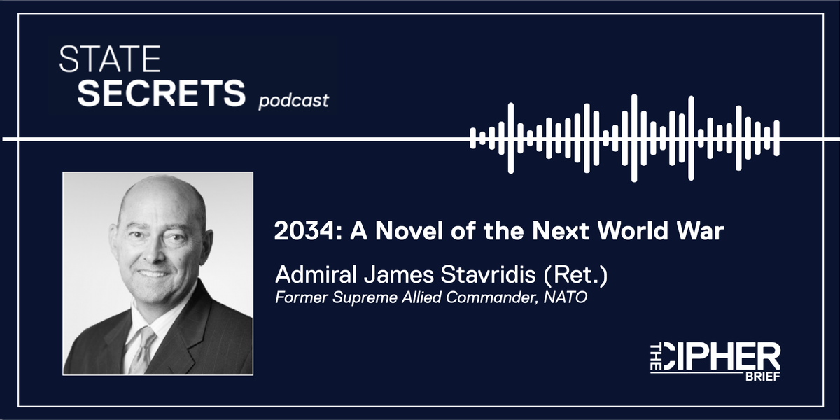 thecipherbrief's tweet photo. After a long day of forward thinking discussion, we like to wind down with a good book. #TCBExpert Adm @stavridisj fmr Supreme Allied Commander, @NATO discusses his new fiction book '2034.' What would happen if a 3rd world war broke out btwn #US, #China? https://t.co/s1bmh6NIcb https://t.co/8K6K1v9V0p