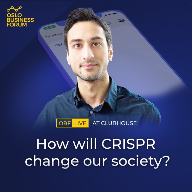 HAPPENING NOW: <a href="/habibfrost/">Habib Frost</a>, faculty on Digital Biology, on clubhouse with Oslo Business Forum talking about the impact CRISPR will have on our lives. Listen in at bit.ly/crisprwithhabib!