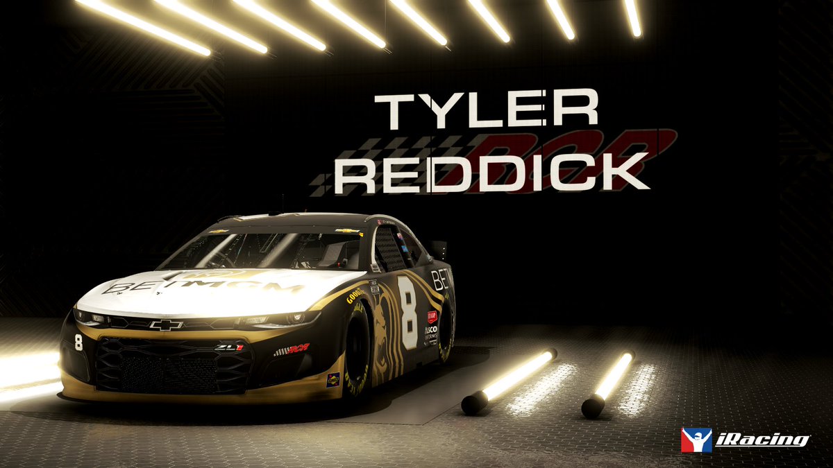 RCRracing's tweet photo. This might be the loudest car in the #ProInvitationalSeries tonight at virtual @BMSupdates 🦁🦁🦁

@TylerReddick gets a chance to sling some virtual mud in the No. 8 @BetMGM Chevy. https://t.co/KXdBBzDp3E