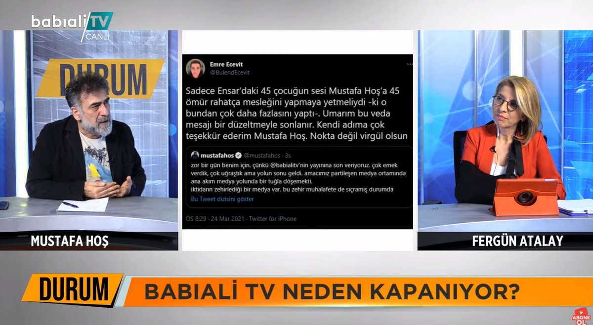 📌Bağımsız Kalmak İçin Yayına Ara Veriyoruz

Gazeteci <a href="/mustafahos/">mustafahos</a>, Babıali TV'nin yola çıkış öyküsünü anlatıyor.

Şimdi izlemek için:
youtu.be/asntHwJ0wRY