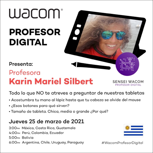 Tienes alguna duda de los equipos Wacom? ¿Quieres conocer las diferencias entre los modelos? ¿No sabes que tableta es ideal para ti? 
Karin Mariel Silbert estará en vivo este 25 de Marzo 4:00 pm respondiendo todas las dudas que tengas. 
Regístrate en: bit.ly/3vZ4TOe