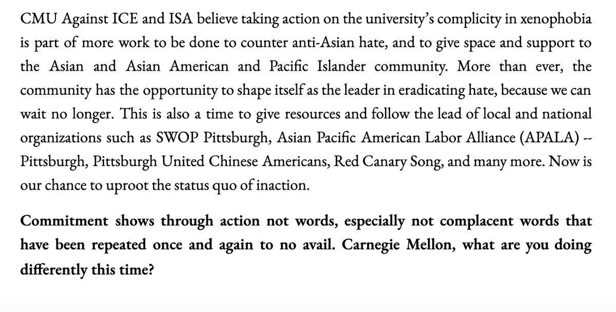 cmuwontbuildit's tweet photo. . @CarnegieMellon, what are you doing differently now? When will you have finally had enough? Read our statement on anti-Asian hate at CMU with @cmuisa. 
📢 CAMPUS 📢 voice what needs to change at CMU here: https://t.co/4Ax76AFTbr https://t.co/ujZmSFRA1s