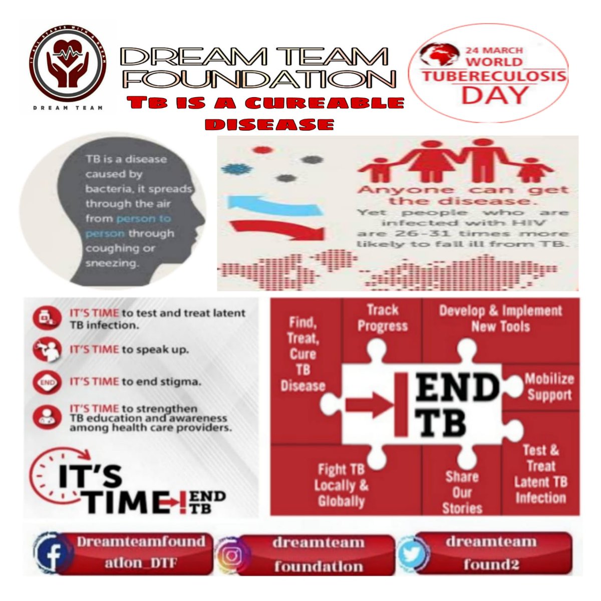 dreamteamfound2's tweet photo. "TB IS A DISEASE THAT CAN BE CURED INSTEAD OF SPREADING INFECTION AWARE OTHERS."

TB remains the world's deadliest infectious killer. Each day, over 4000 people lose their lives to TB and close to 30,000 people fall I'll with this preventable and curable disease. https://t.co/Kp2v7YbdvP
