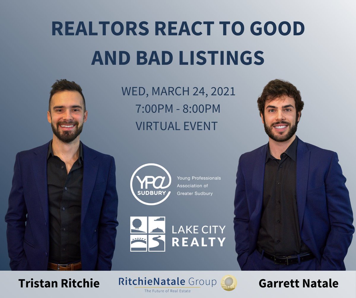 Tonight is the night! 

We can’t wait to see you all and learn more about online listings from local real estate agents Tristan Richie and Garrett Natale! Remember this is a free event, all you need to do is register here bit.ly/2OCPS32 . 

See you tonight!