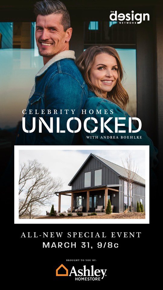 HIGHVALLEY's tweet photo. I’ve been waiting to share this with you for a LONG time! So pumped to give you a tour of the Cottage on “Celebrity Homes Unlocked!!” @ashleyhomestore #TheDesignNetwork https://t.co/vsbfGmWhGz
