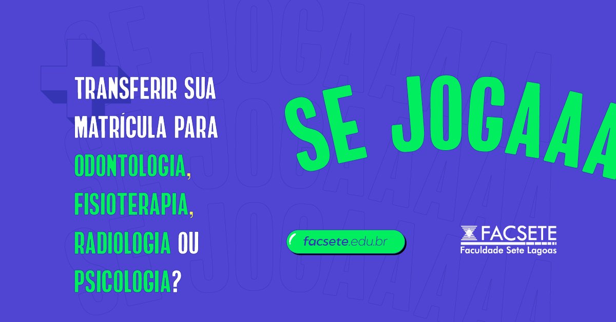 facsete's tweet photo. Buscando uma oportunidade de ter um futuro brilhante? 🔮✨ Então vem pra FACSETE e continue sua graduação em uma instituição reconhecida, com mestres e doutores no corpo docente e clínicas e laboratórios modernos. Tudo isso sem perder seu FIES! 😎 https://t.co/M1N9cbNoIk